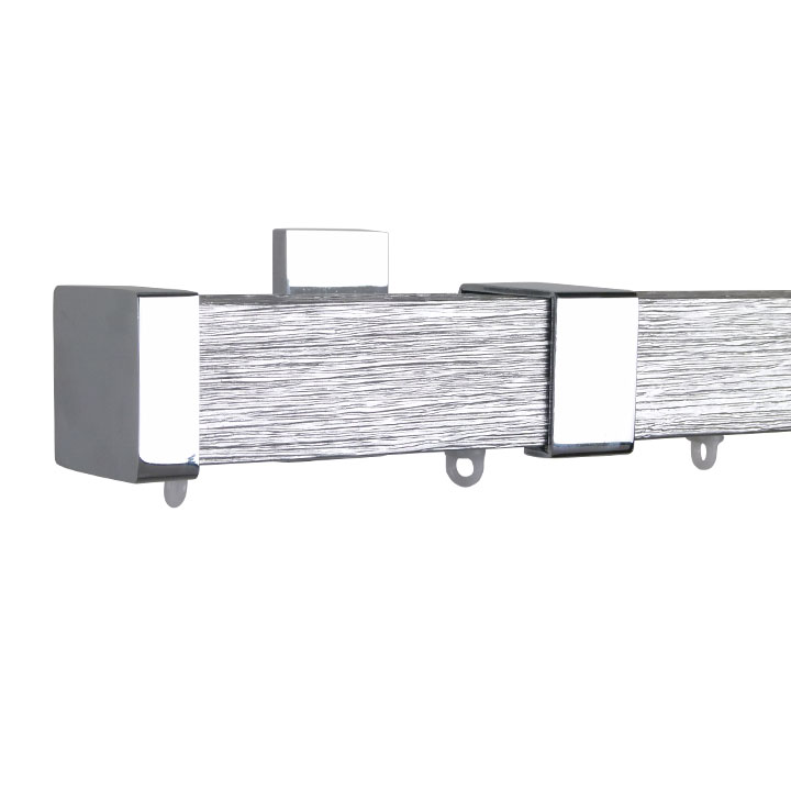 Berlin M51 35 x 35 mm Wood Pole Set Single Bracket for 6 cm Wave Curtains Textured Silver 1 Berlin M51 35 x 35 mm Wood Pole Set Single Bracket for 6 cm Wave Curtains Textured Silver