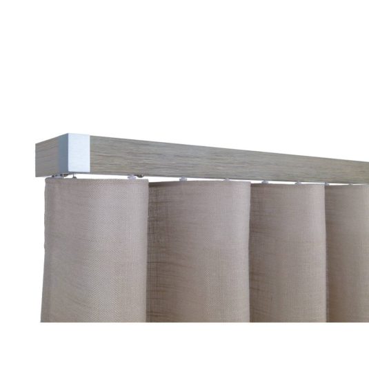 Lund M51 40 x 25 mm Aluminum Wood Facial Pole Set Single Backet for 6 cm Wave Curtains Textured Drift Wood