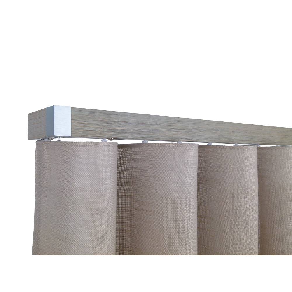 Lund M51 40 x 25 mm Aluminum Wood Facial Pole Set Single Backet for 6 cm Wave Curtains Textured Drift Wood