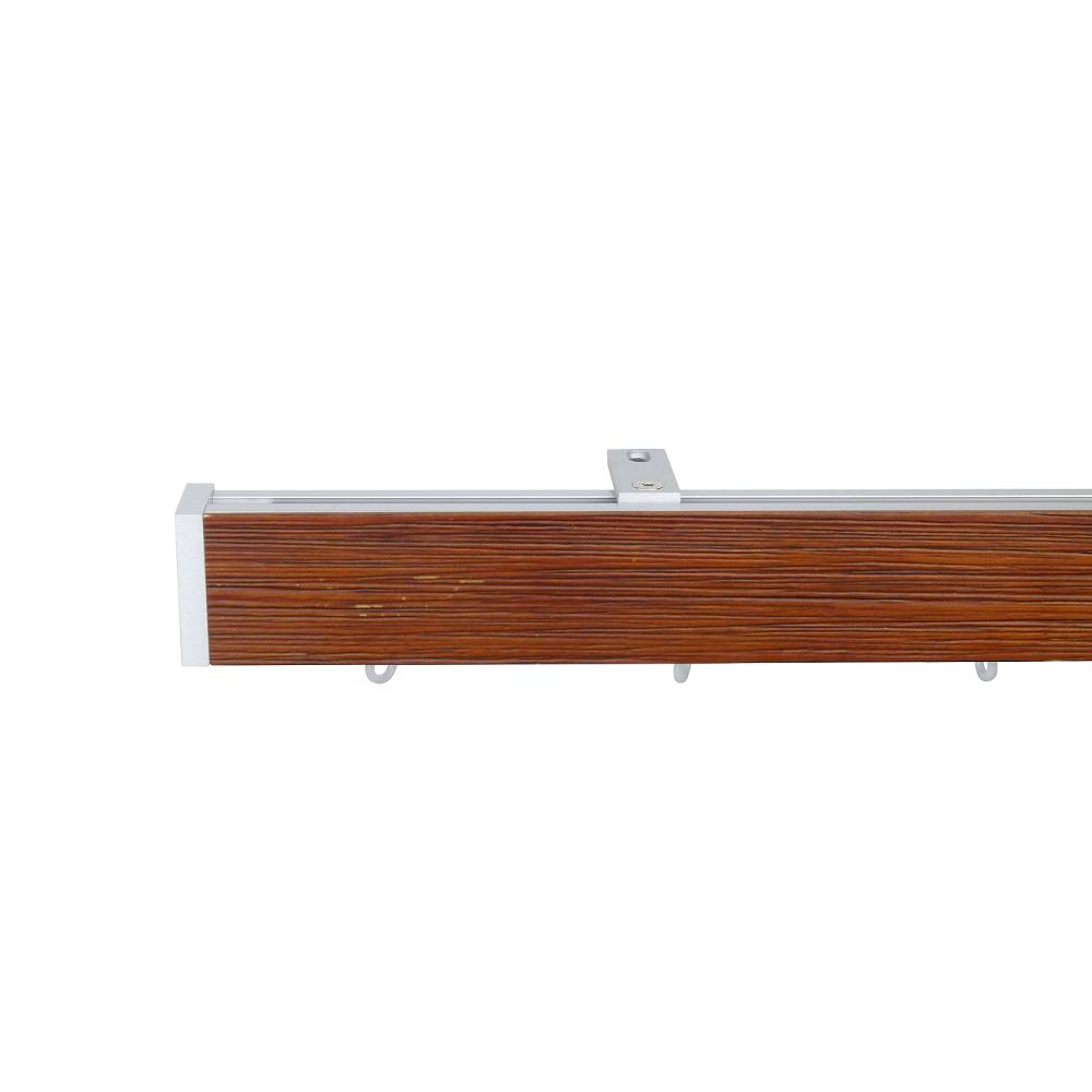 Lund M51 40 x 25 mmAluminum Wood Facial Pole Set Ceiling Bracket for 6 cm Wave Curtains Textured Dark Oak