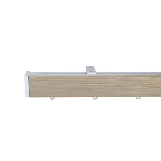 Lund M51 40 x 25 mm Aluminum Wood Facial Pole Set Ceiling Bracket for 6 cm Wave Curtains Textured Drift Wood