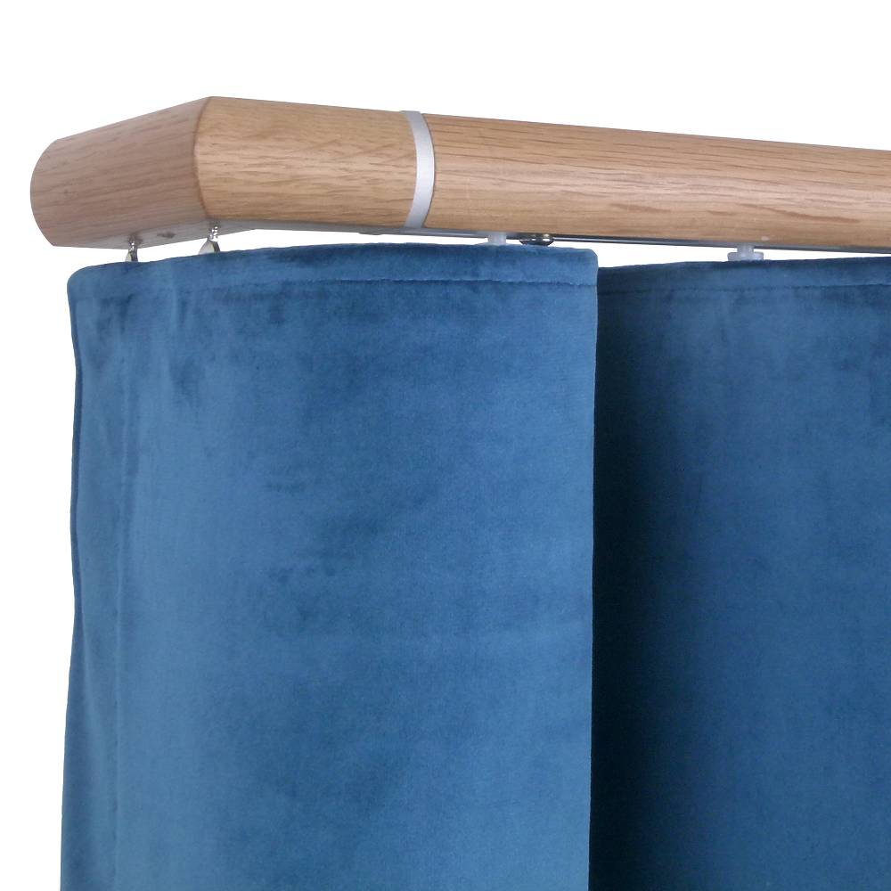 Lund M52 35 mm Aluminum Oak Facial Pole Set Single Bracket for 6 cm Wave Curtains Natural