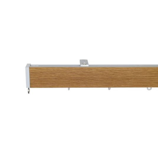 Lund M52 40 x 25 mm Aluminum Oak Facial Pole Set Ceiling Bracket for 6 cm Wave Curtains Natural