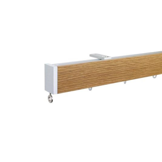 Lund M52 40 x 25 mm Aluminum Oak Facial Pole Set Ceiling Bracket for 6 cm Wave Curtains Natural