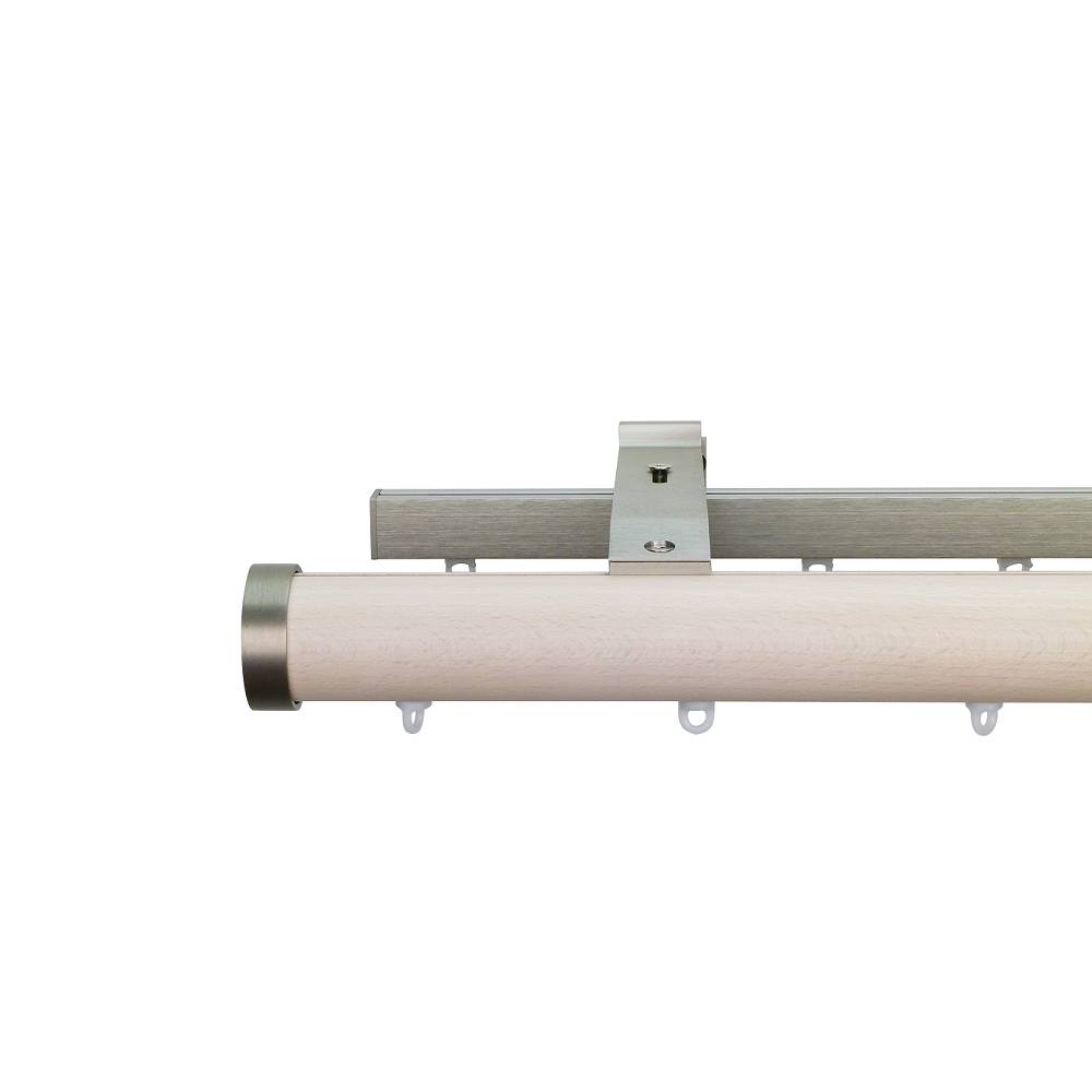 Provence M71 35  mm Wood Pole Set Double for 8 cm Wave Curtains Ivory