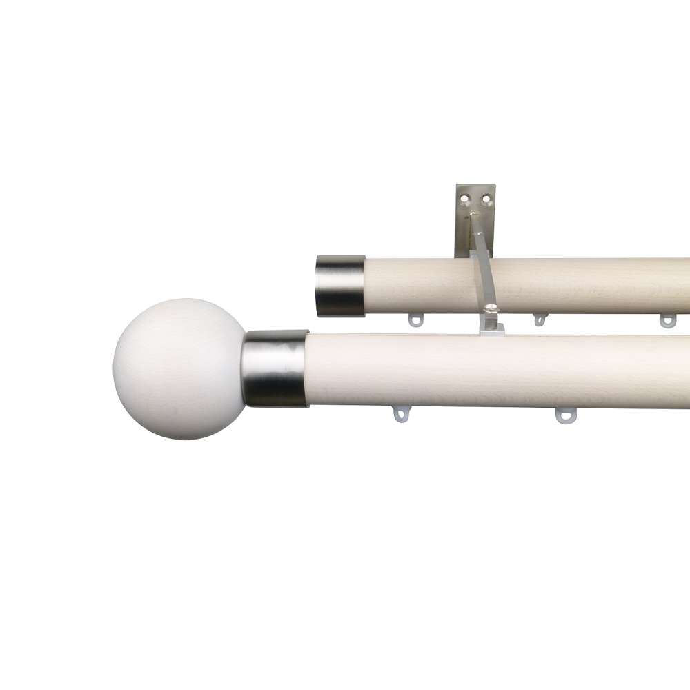 Reims M81 35 mm Finial Ball Beech Wood Pole Set Double Bracket for 8 cm Wave Curtains Ivory 1 Reims M81 35 mm Finial Ball Beech Wood Pole Set Double Bracket for 8 cm Wave Curtains Ivory