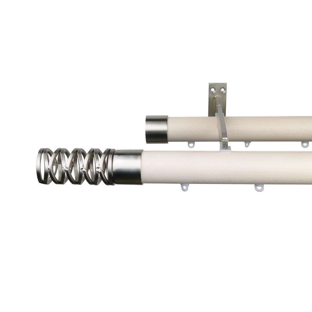 Reims M81 35 mm Finial Cage Beech Wood Pole Set Double Bracket for 8 cm Wave Curtains Ivory 1 Reims M81 35 mm Finial Cage Beech Wood Pole Set Double Bracket for 8 cm Wave Curtains Ivory