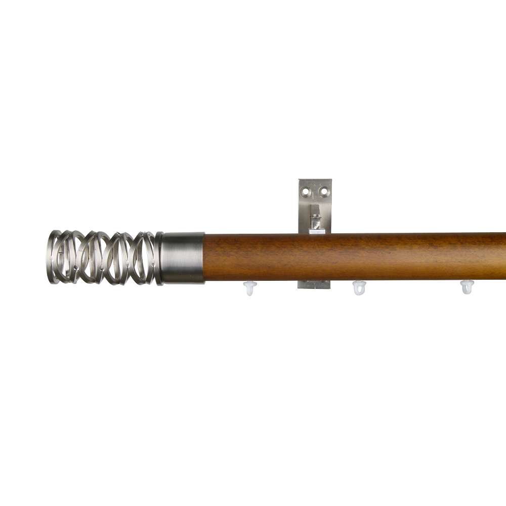 Reims M81 35 mm Finial Cage Beech Wood Pole Set Ceiling Bracket for 8 cm Wave Curtains Dark Oak 1 Reims M81 35 mm Finial Cage Beech Wood Pole Set Ceiling Bracket for 8 cm Wave Curtains Dark Oak