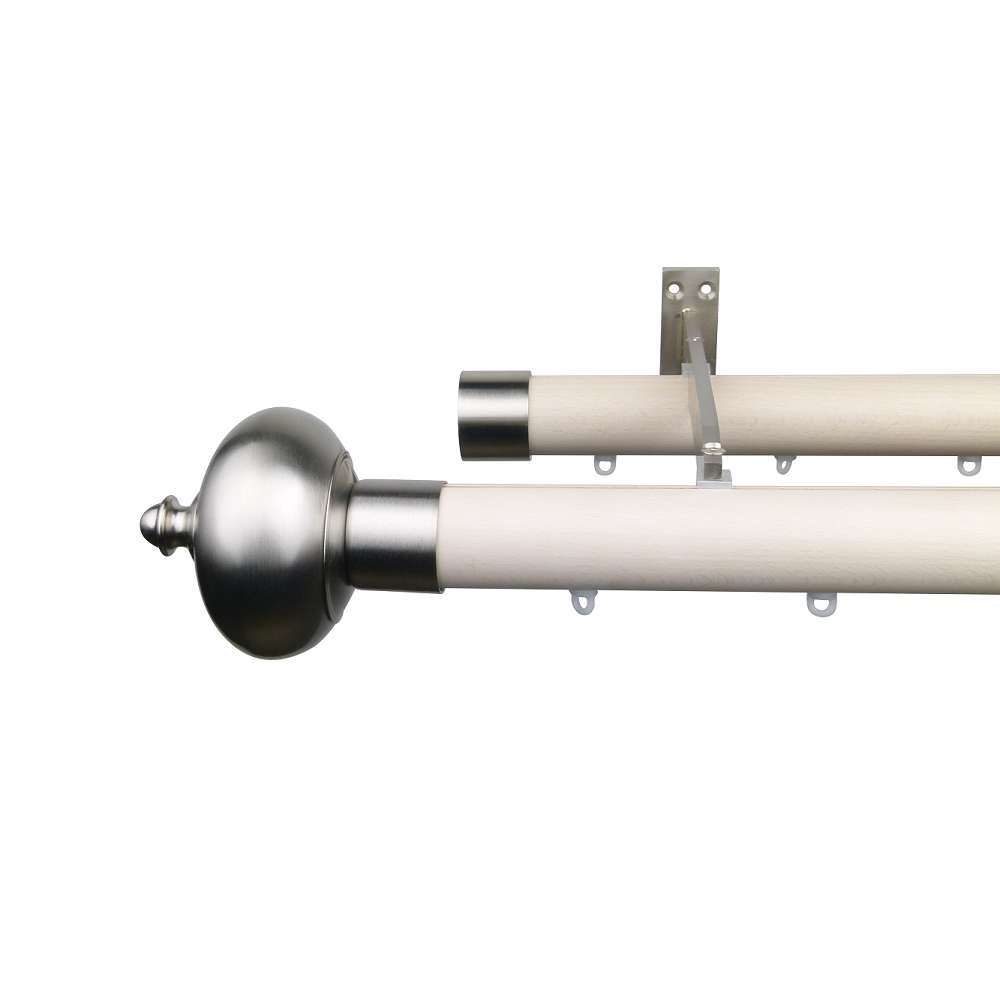 Reims M81 35 mm Finial Classic Beech Wood Pole Set Double Bracket for 8 cm Wave Curtains Ivory 1 Reims M81 35 mm Finial Classic Beech Wood Pole Set Double Bracket for 8 cm Wave Curtains Ivory