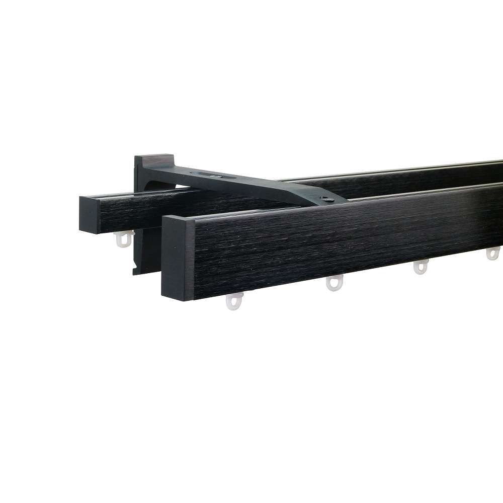 Helsinki M51 40 x 18 mm Aluminum Pole Set Double Bracket for 6 mm Wave Curtains Black 1 Helsinki M51 40 x 18 mm Aluminum Pole Set Double Bracket for 6 mm Wave Curtains Black