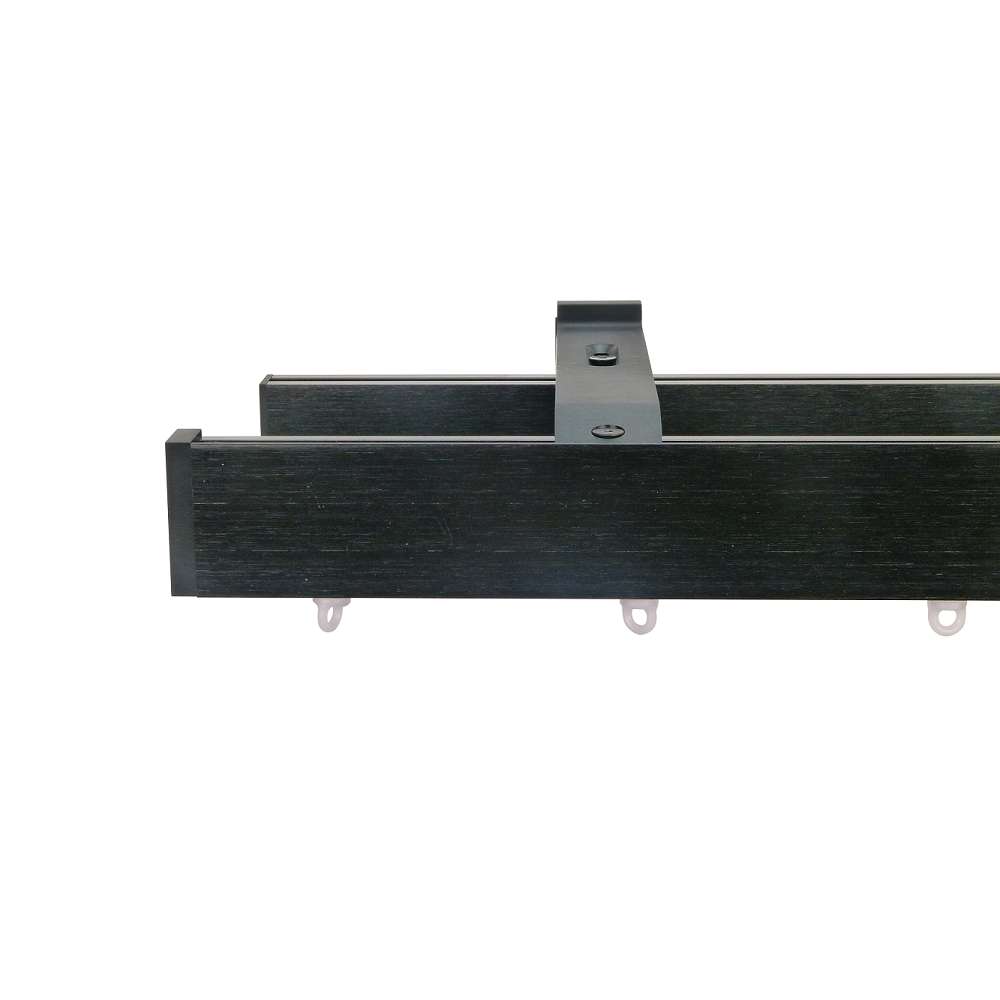 Helsinki M51 40 x 18 mm Aluminum Pole Set Double Bracket for 6 mm Wave Curtains Black
