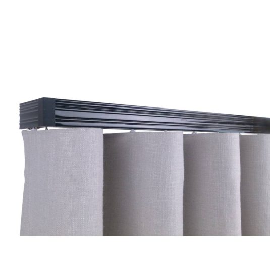 Helsinki M52 40 x 18 mm Aluminum Pole Set Single Bracket for 6 cm Wave Curtains Black