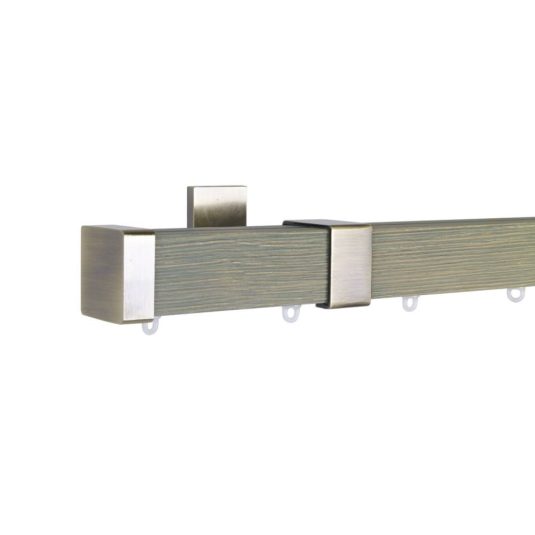 Provence M51 35 x 35 mm Wood Pole Set  Single Bracket for 6 cm Wave Curtains Textured Grey Lacquered