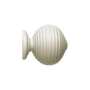 Vintage 40 mm Finial Ribbed Ball Loose Ivory Wash