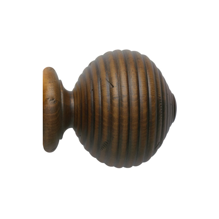 Vintage 50 mm Finial Ribbed Ball Loose Dark Oak